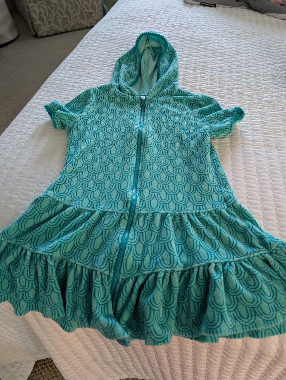Cat & Jack Teal/Turquoise Girls Hooded Swim Cover Up With Zipper